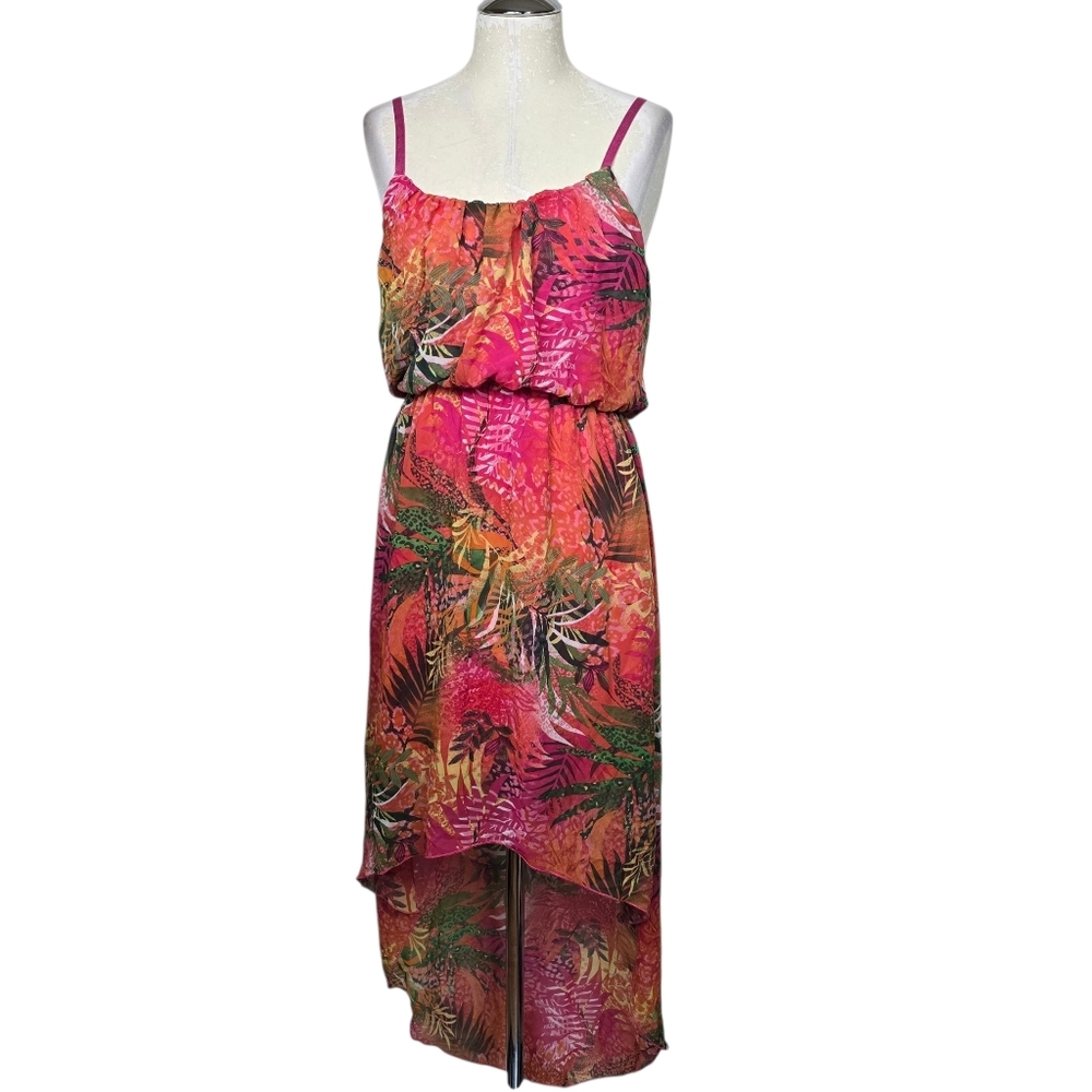 Bailey Blue Tropical High Low Scoop Neck Dress S